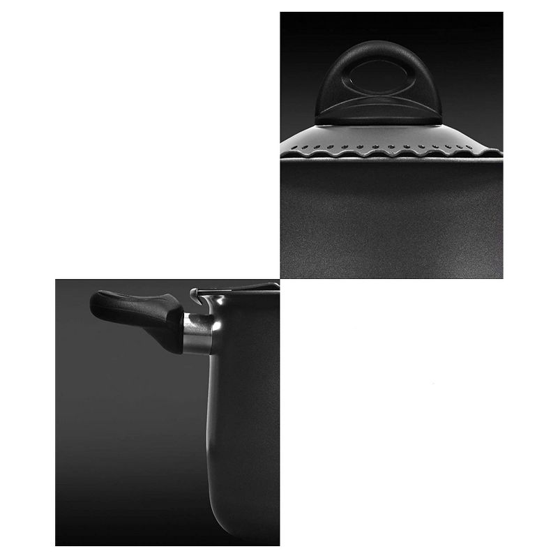 Bialetti 7265 2 In 1 Nonstick Aluminum 5 Quart Oval Shaped Kitchen Pasta Pot with Lockable Strainer Lid and Heat Resistant Handles, Black