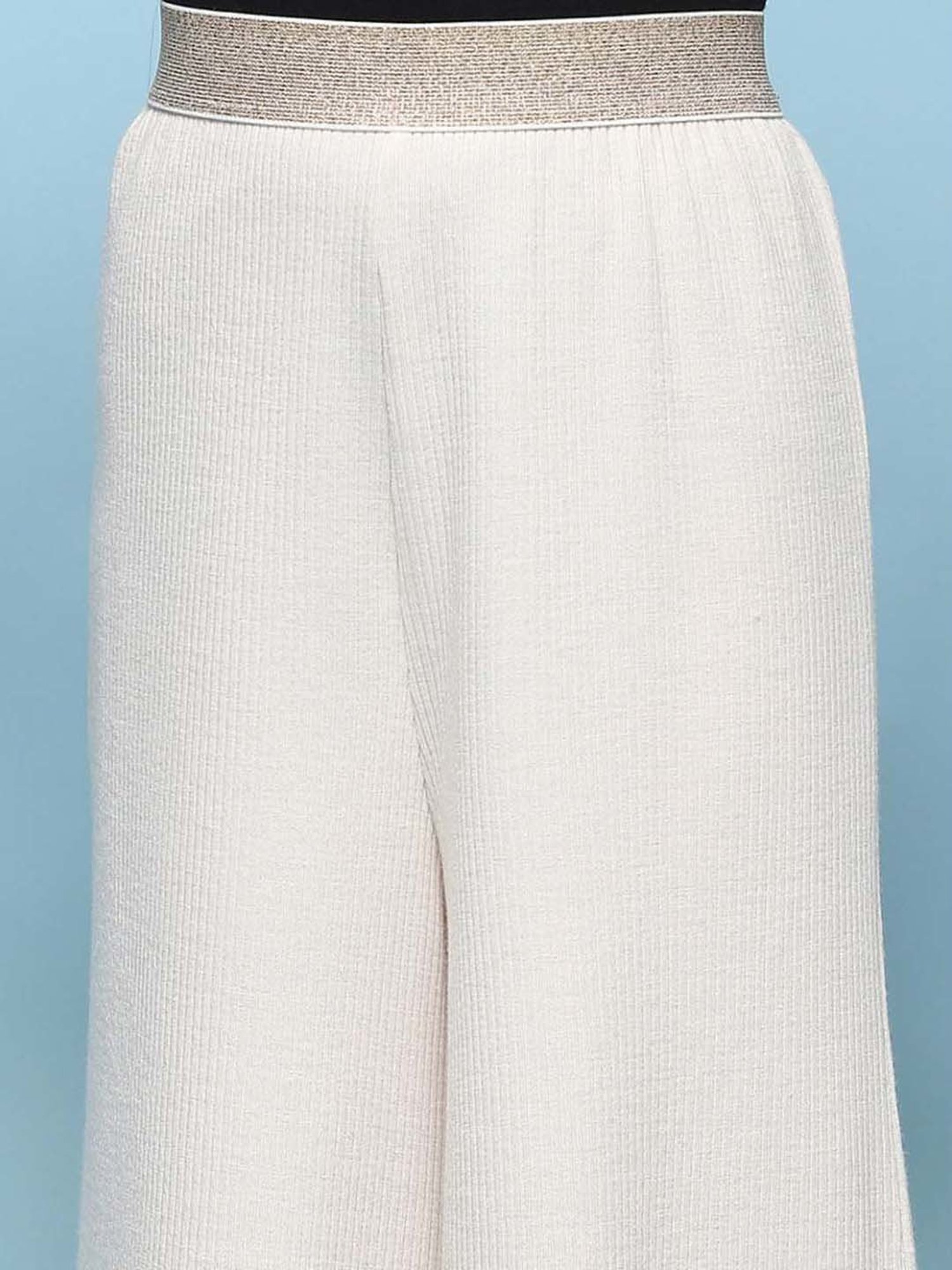 BIBA Girls Kids White Cotton Regular Fit Palazzo