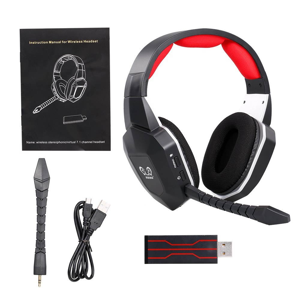 HW-N9U Wireless Gaming Headset 2.4GHz Optical Gaming Headphone Virtual 7.1 Channel Surround Sound Gaming Headset for PS4/PC/Mac