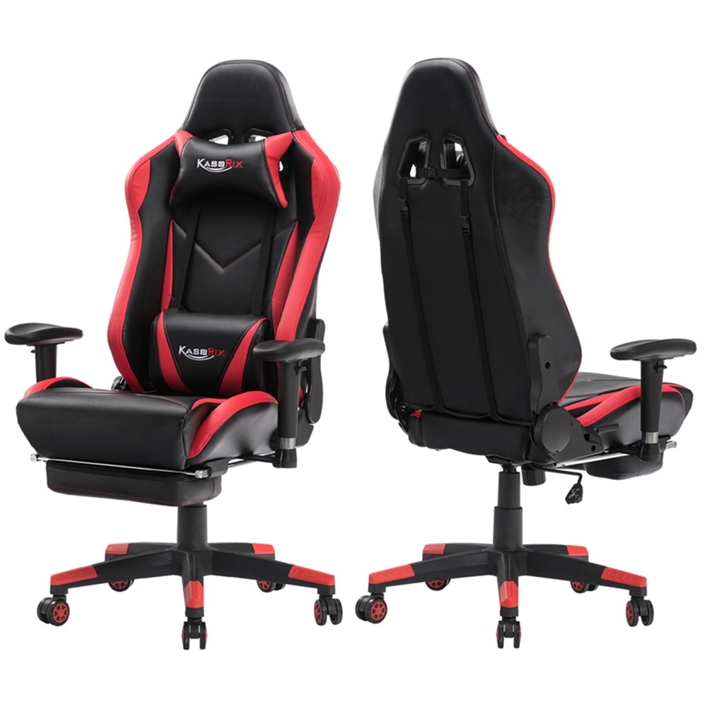 Kasorix Gaming Chair Racing Style Computer Chair with Footrest PU Leather Adjustable Gamer Chair with Headrest and Lumbar Support