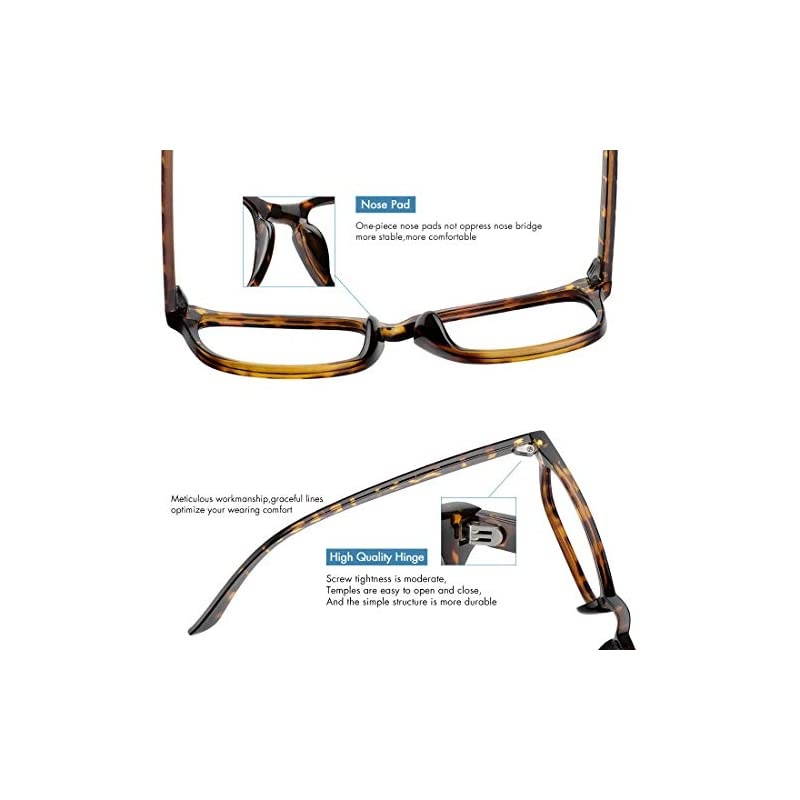 Blue Light Blocking Glasses Anti Eye Strain Headache Sleep BetterComputer Reading Glasses UV400 Transparent Lens Black +Leopard 2 PACK 53