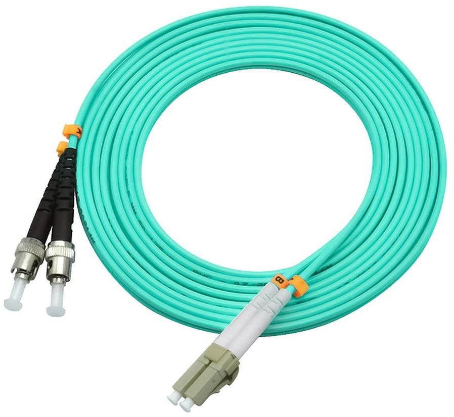Jeirdus 1Meter 3ft LC to ST Duplex 50/125 10G OM3 Multi-Mode Fiber Optic Cable Jumper Optical Patch Cord LC-ST