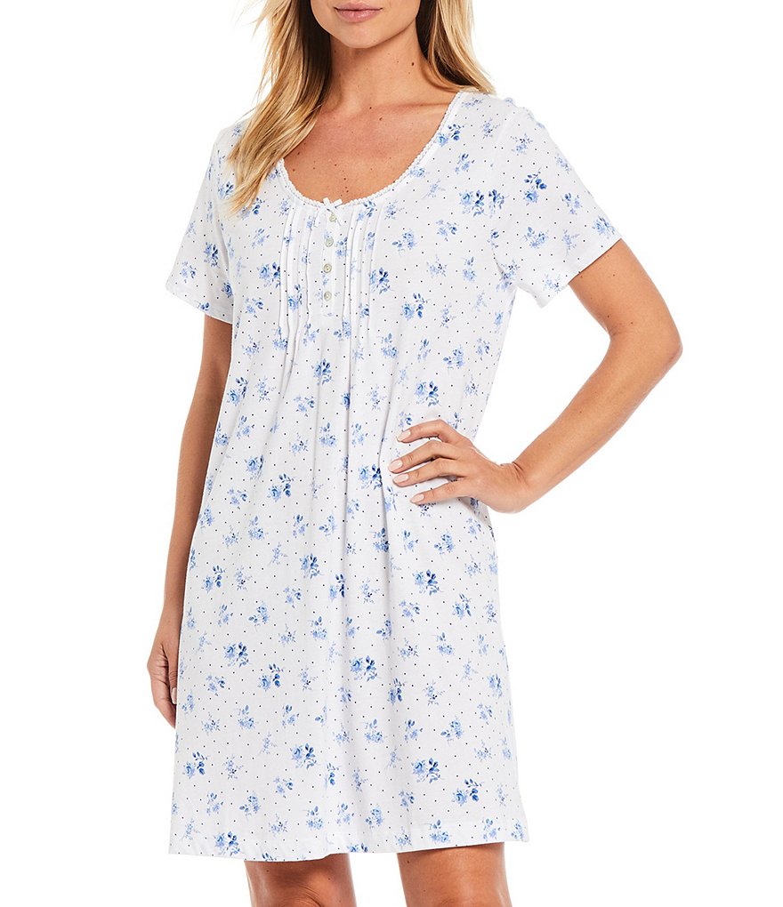 Carole Hochman Floral Print Jersey Knit Short Nightgown