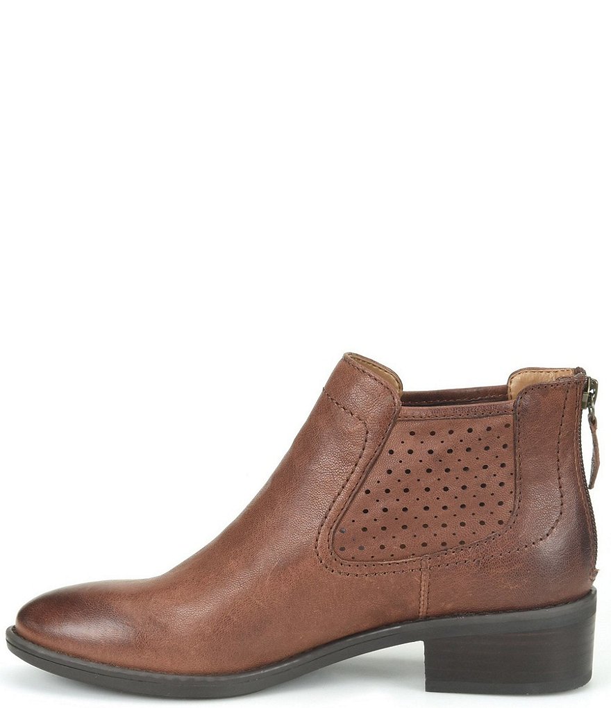 Comfortiva Cadwin Perforated Leather Block Heel Chelsea Booties