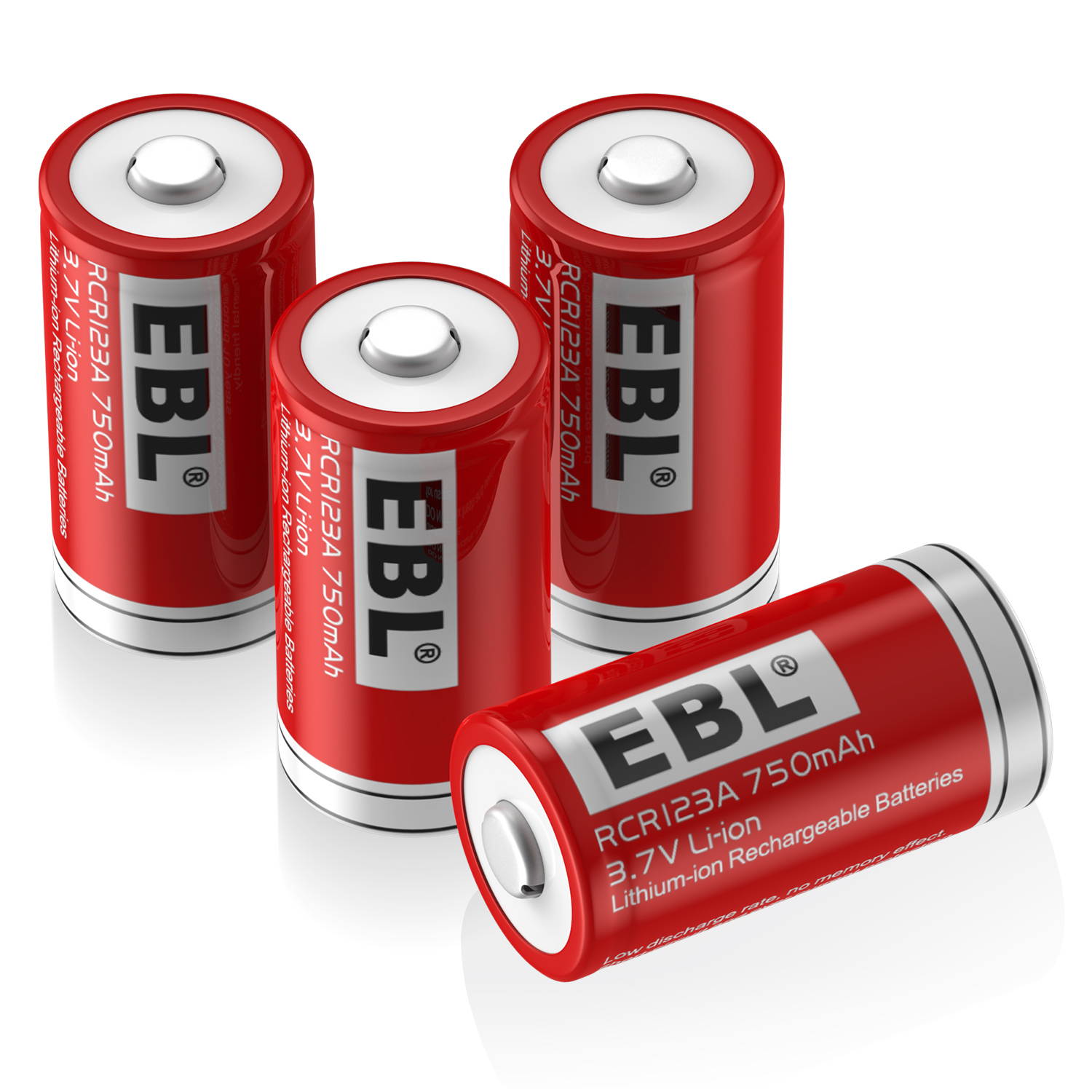 EBL 8 Pcs 16340 Battery 750mAh 3.7V BRC CR123A Li-ion Rechargeable Batteries for Flashlights