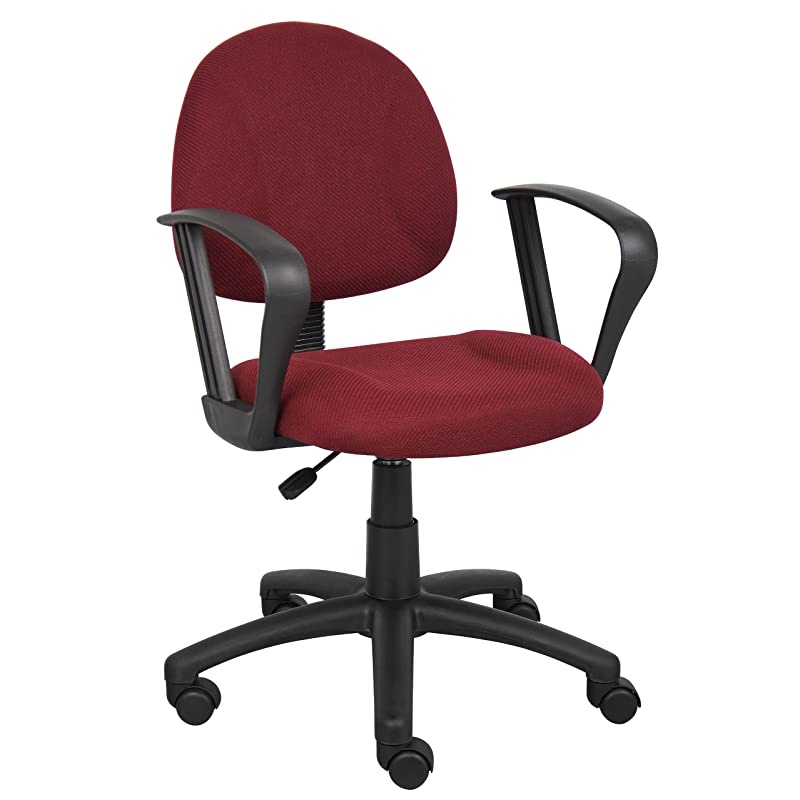 Perfect Posture Delux Fabric Task Chair with Loop Arms in Burgundy
