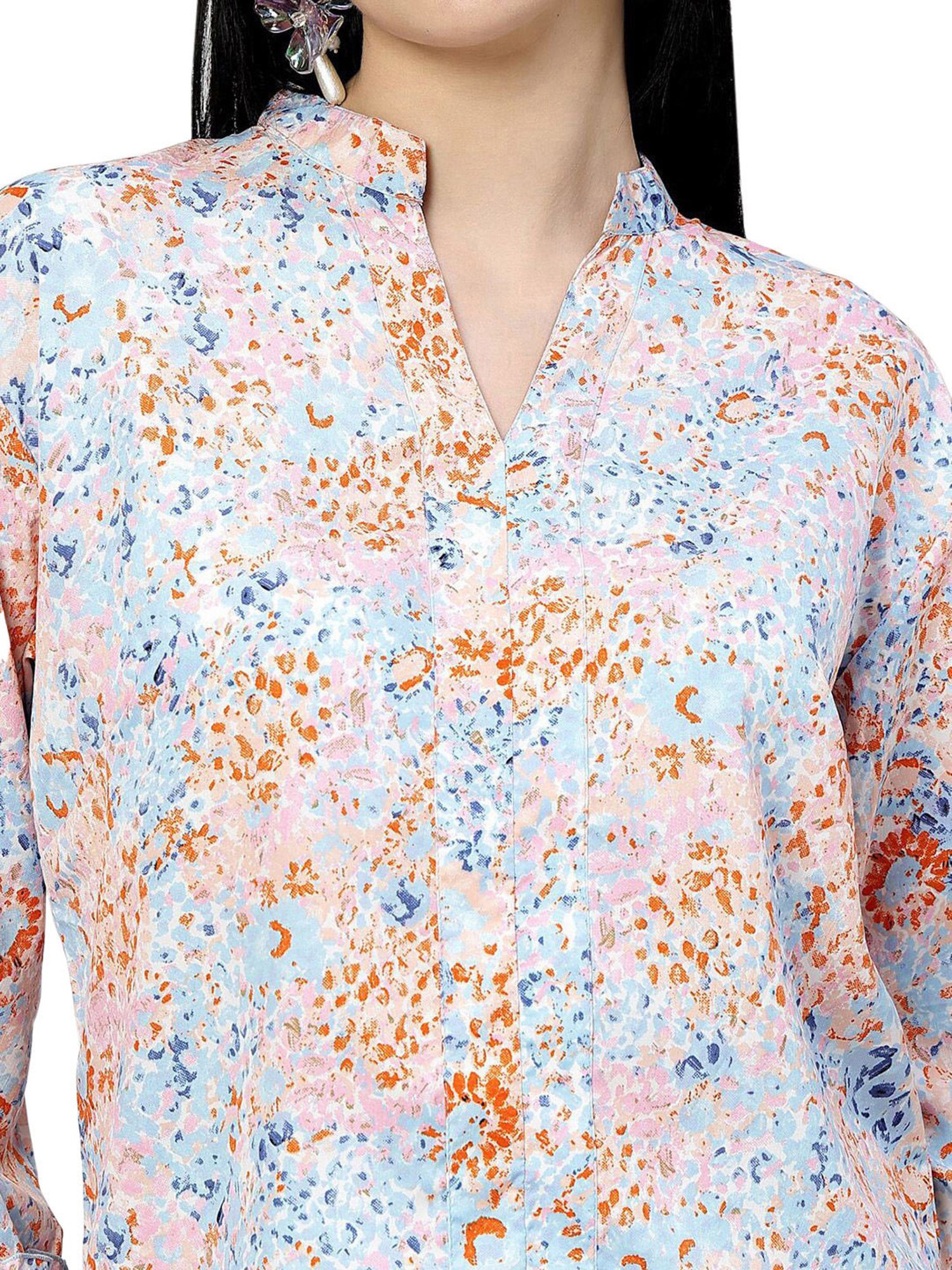 Melon by PlusS Blue & Rust Printed Top