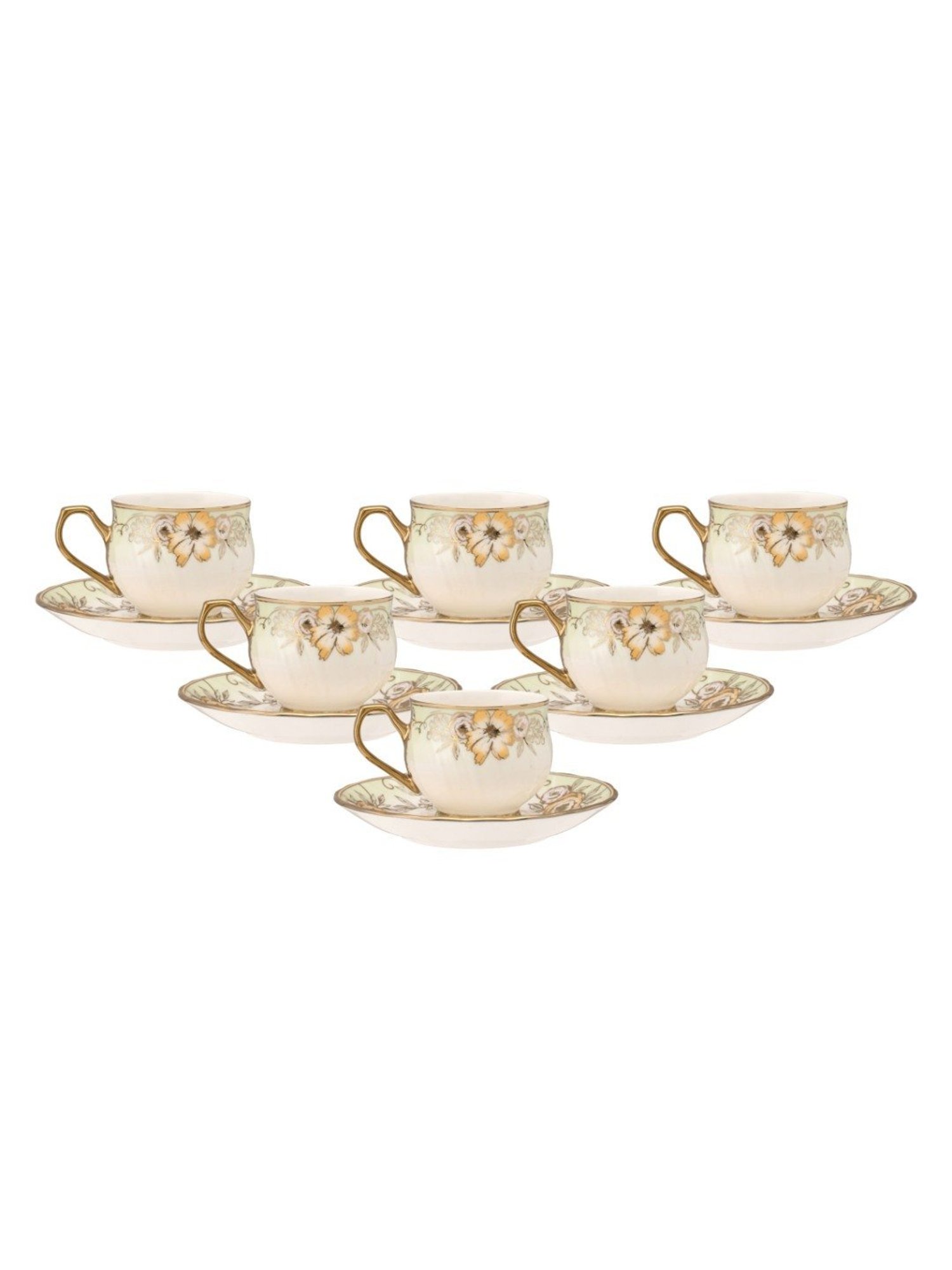 JCPL White & Red Ceramic Cup (0.18 L) - Set of 6
