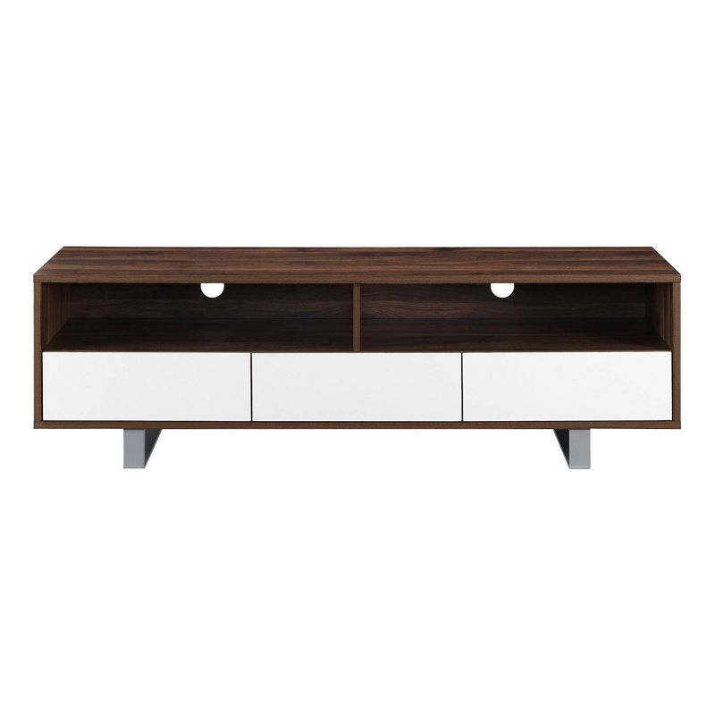 Modern 3 Drawer Low Console TV Stand for TVs up to 65" Dark Walnut - Saracina Home