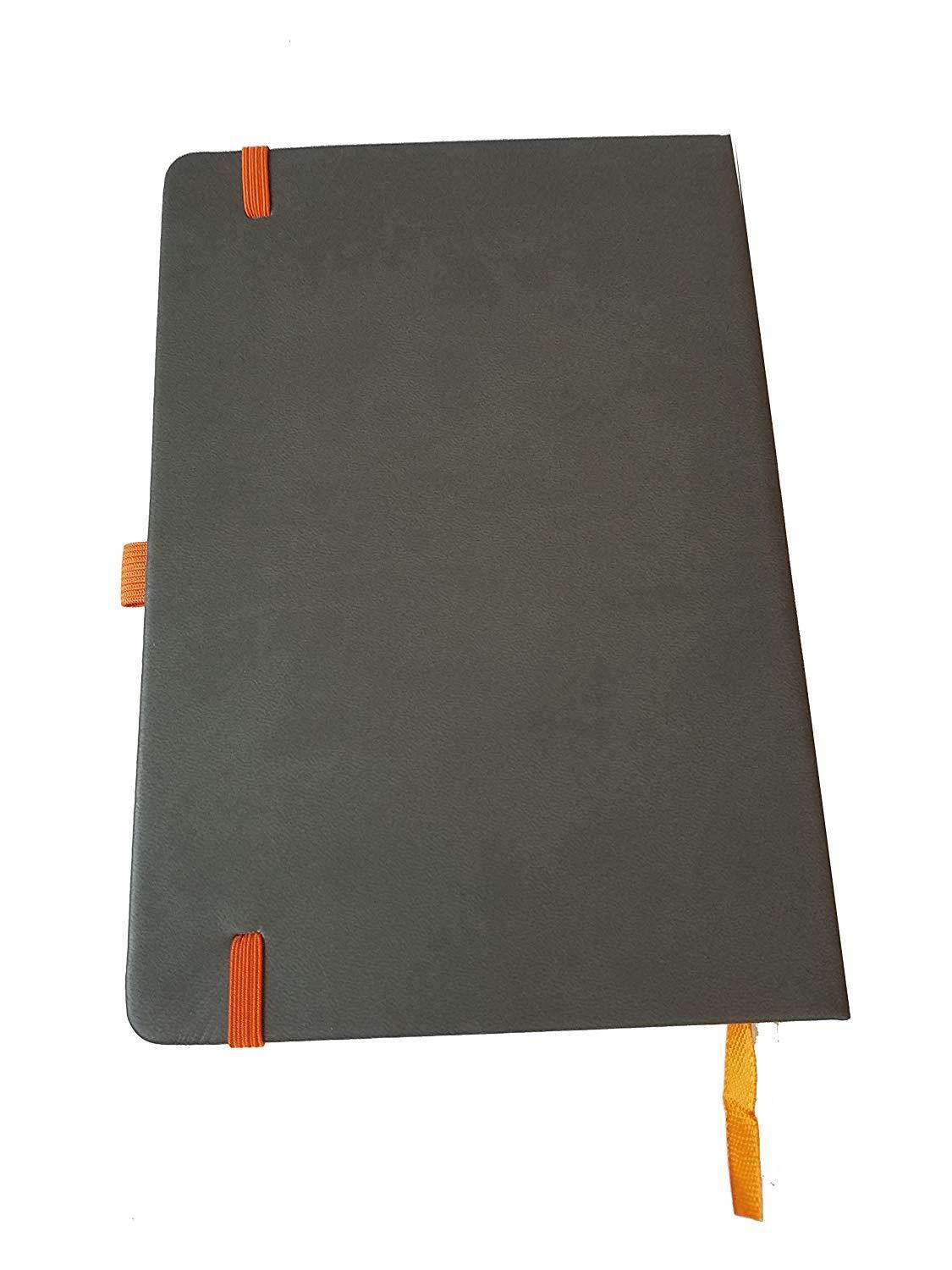 ImpecGear Classic Notebook/Writing Journal 5.5 x 8.25 Black Gray Orange Free Pen (Pack of 1, Gray/Orange)