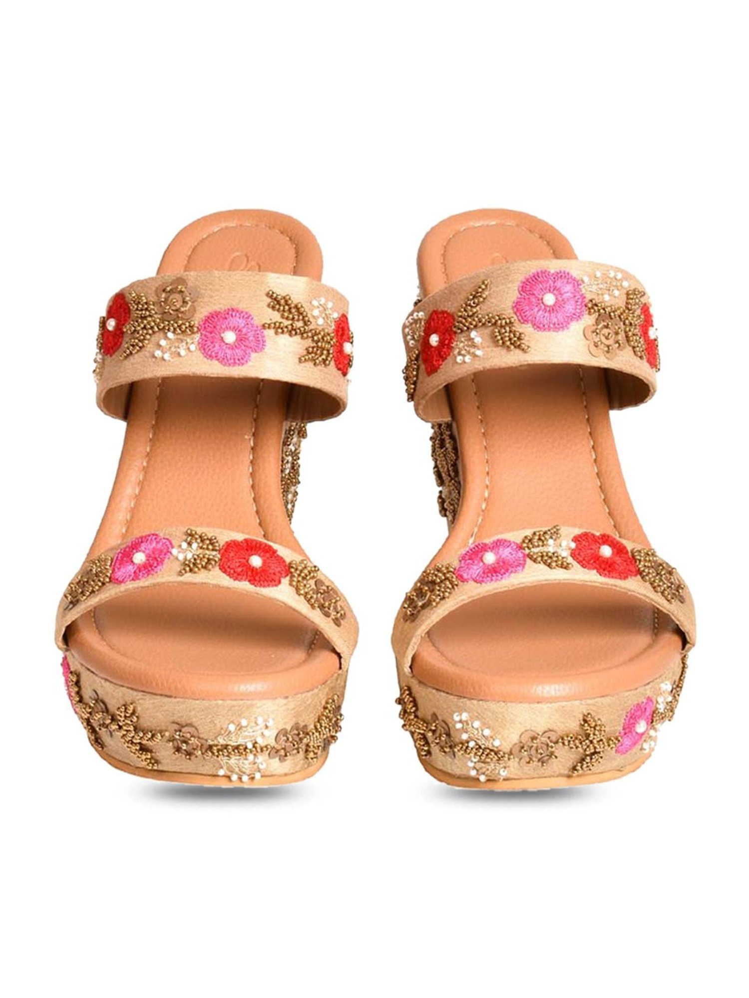 Sole House Women's Nude Ethnic Wedges