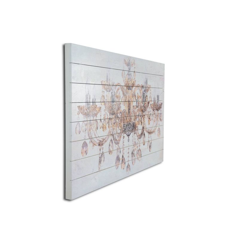 24" x 36" Vintage Chandelier Print on Planked Wood Wall Sign Panel Gold - Gallery 57