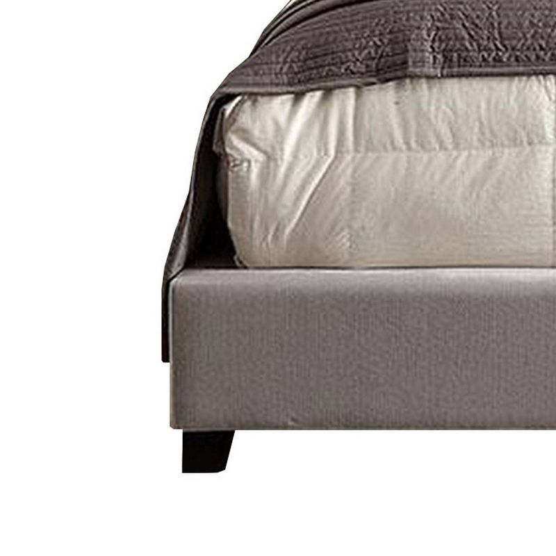 Queen Button Tufted Fabric Upholstered Bed with Nailhead Trim Gray - Benzara