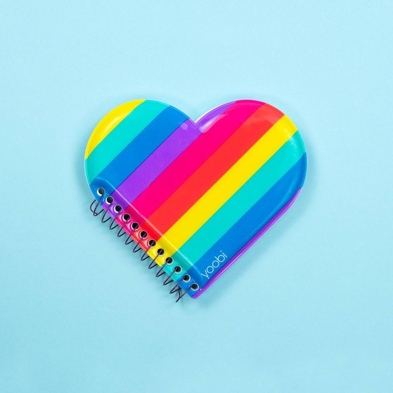 80 sheet College Ruled 1 Subject Mini Spiral Notebook Puffy Heart - Yoobi™