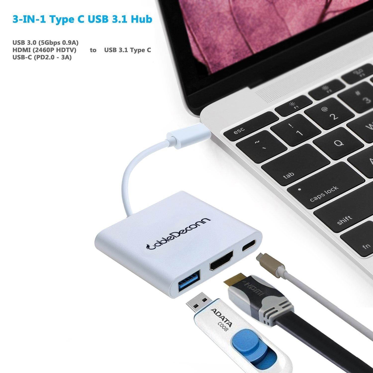 USB C 3.1 to 3.0 HUB+ HDMI VGA Type C Female Charger Adapter for Apple Macbook