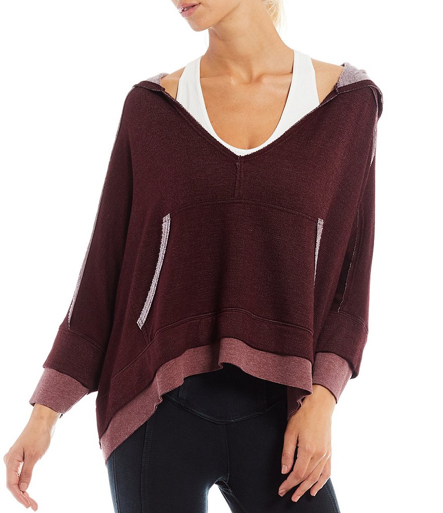 Free People FP Movement Bonfire Long Sleeve V-Neck Hoodie