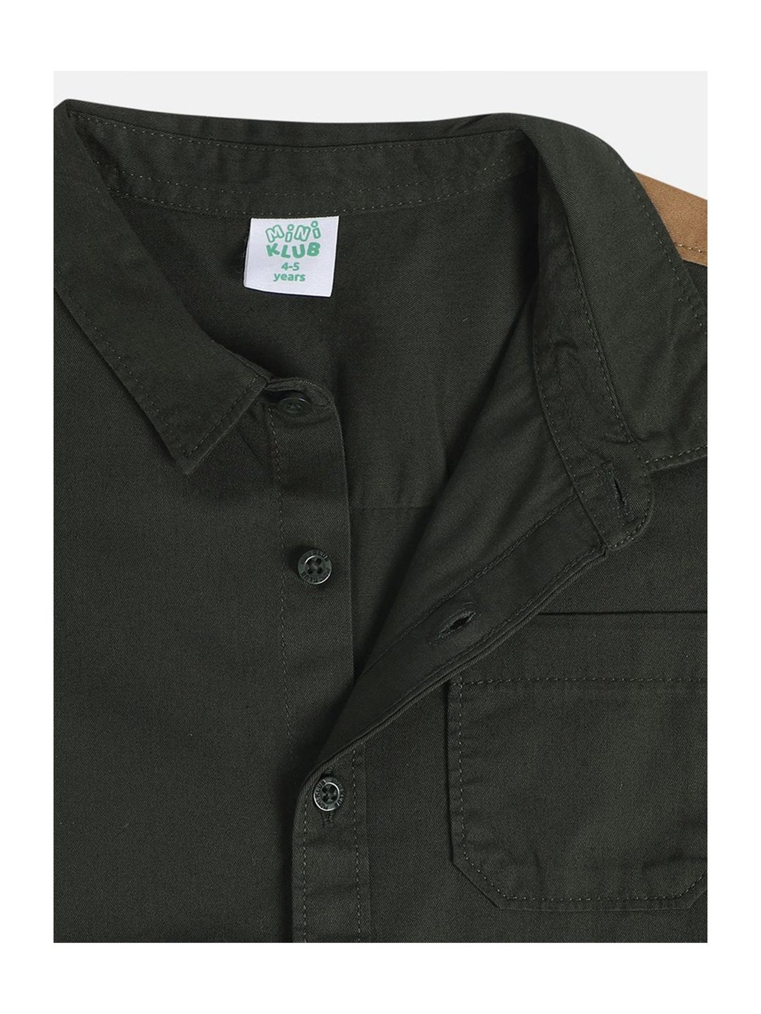 MINIKLUB Boys Green Solid Full Sleeves Shirt