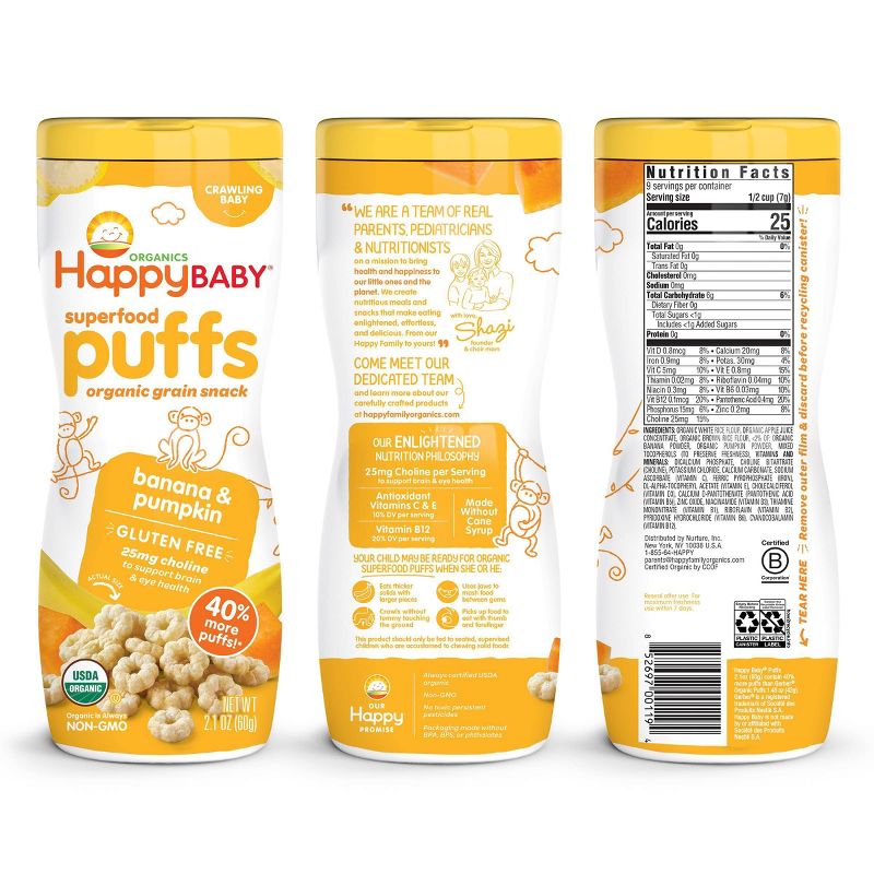 HappyBaby Variety Puffs - 2.1oz/6pk Each