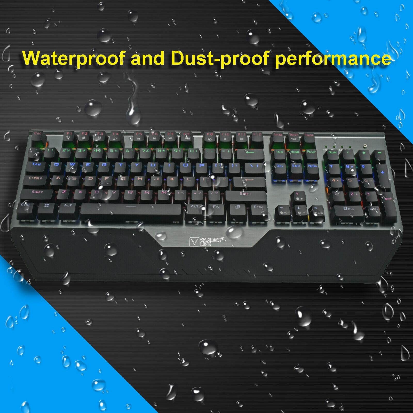 VANDER LED RGB Gaming Keyboard Wired Mechanical Button Backlight Keypads