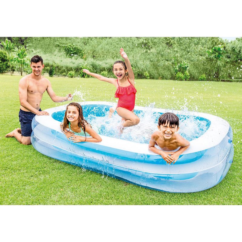 JLeisure Avenli 8 Foot x 25 Inch 2 to 3 Person Capacity Prompt Set Above Ground Kid Inflatable Outdoor Backyard Swimming Pool, Blue