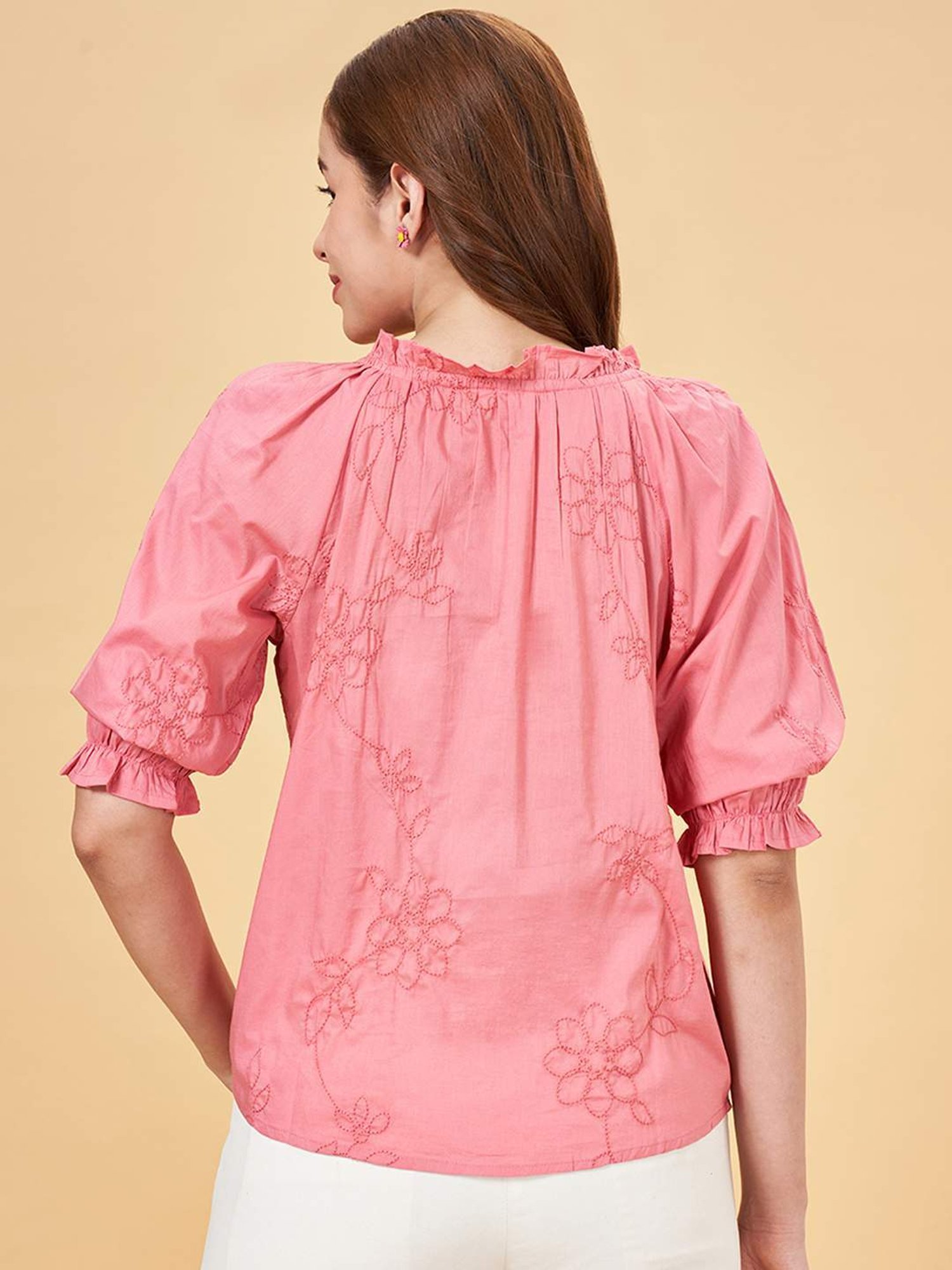 Honey by Pantaloons Dusty Pink Embroidered Top