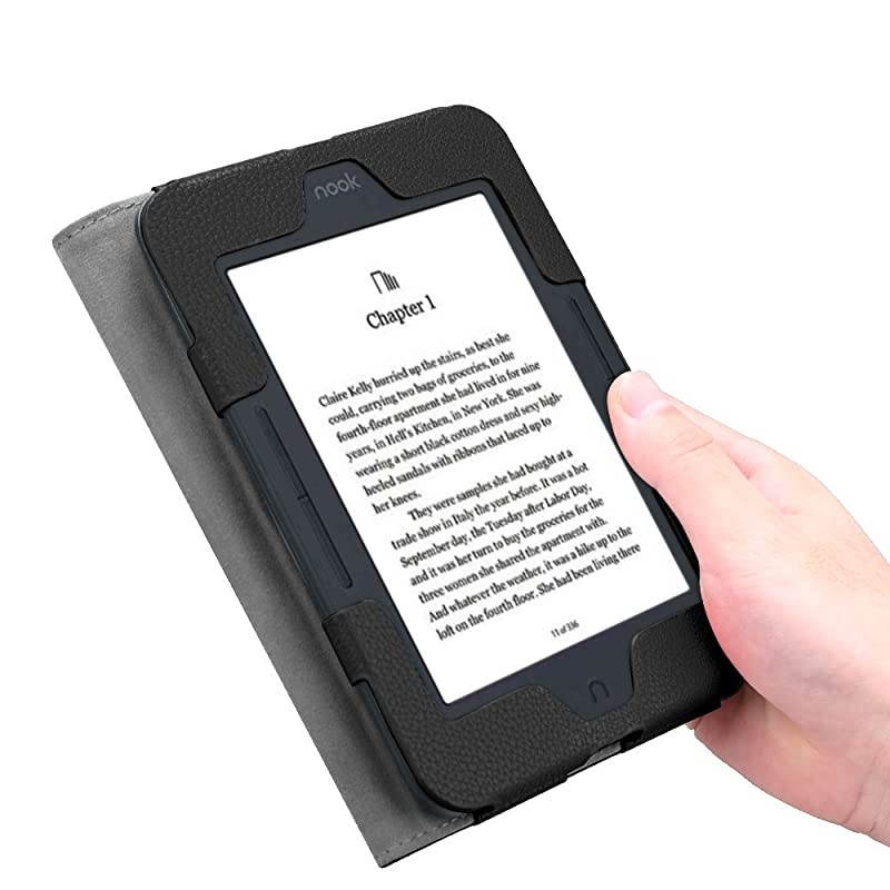 Case for Nook GlowLight 3 Slim Fit Premium Vegan Leather Folio Cover for Barnes and Noble Nook GlowLight 3 eReader 2017 Release Model BNRV520 Black