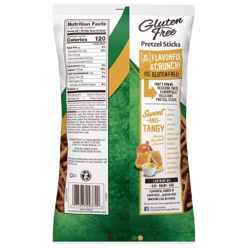 Snyders Gluten Free Honey Mustard & Onion Pretzel Sticks - 7oz