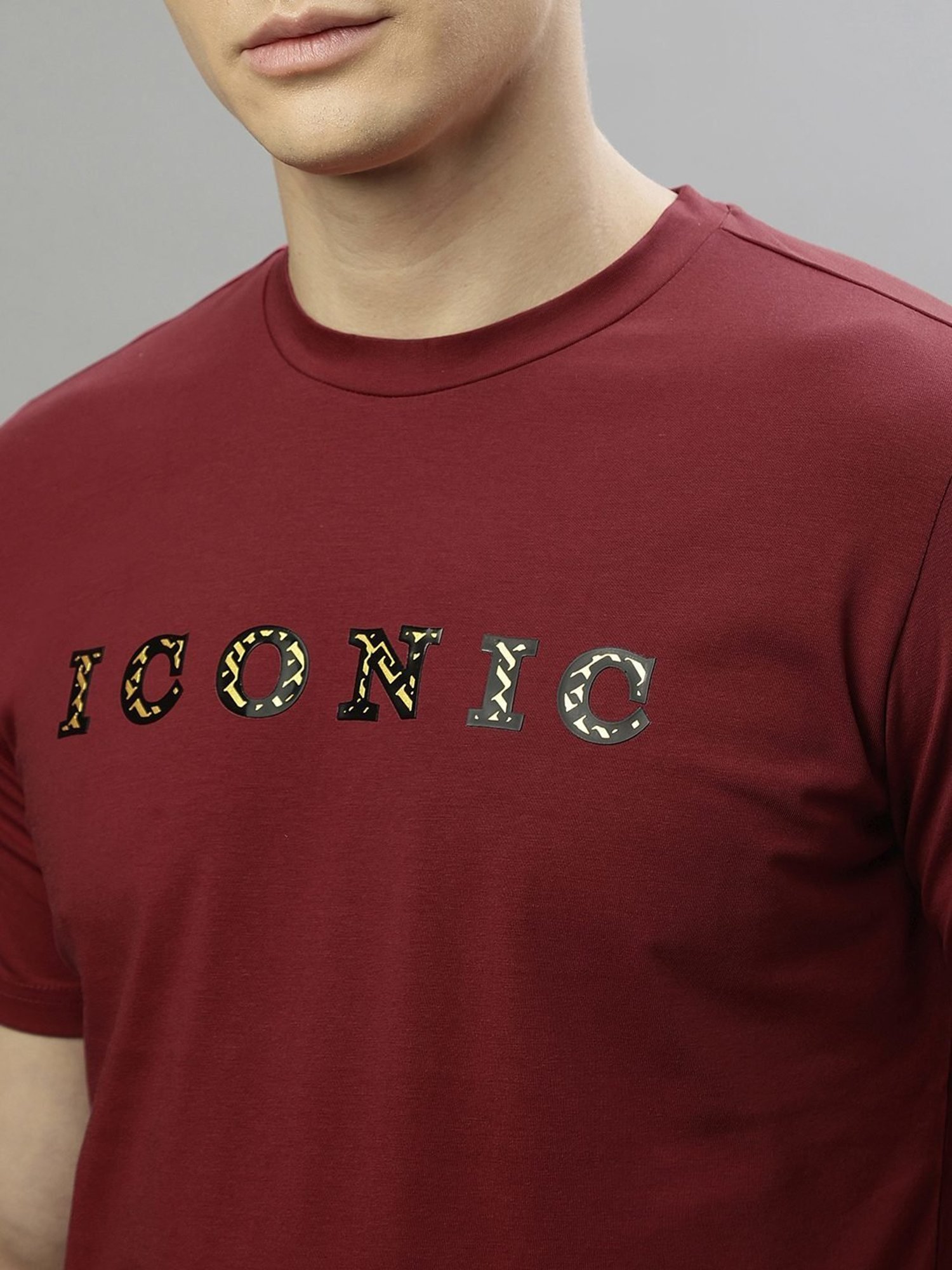Iconic Men Typography Regular Fit Cotton T-shirt