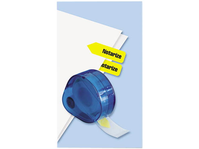 Arrow Page Flags In Dispenser, "Notarize", Yellow, 120 Flags/Dispenser