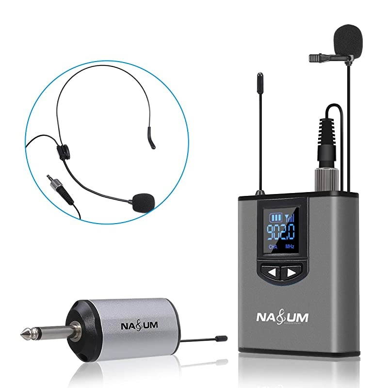 Wireless Headset Lavalier Microphone System  Wireless Lapel Mic with Bodypack Transmitter for iPhone, DSLR Camera, YouTube, Podcast, Vlog, Church, Interview, Teaching, PA Speaker, Video Recording