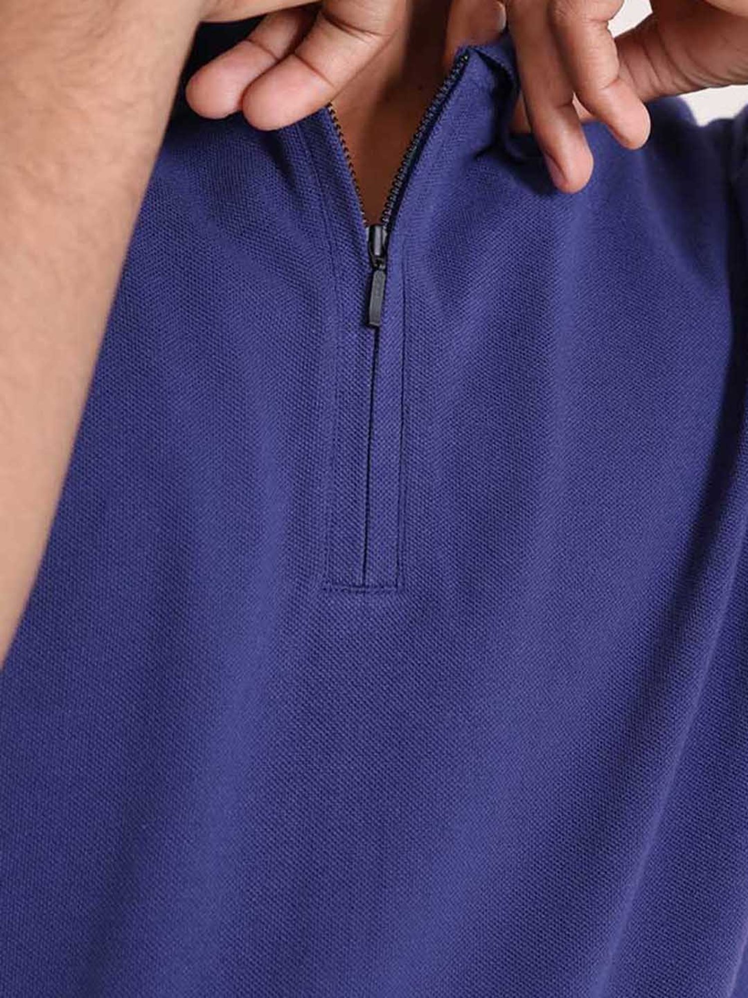 SUBTRACT Indigo Purple Regular Fit Cotton Polo T-Shirt