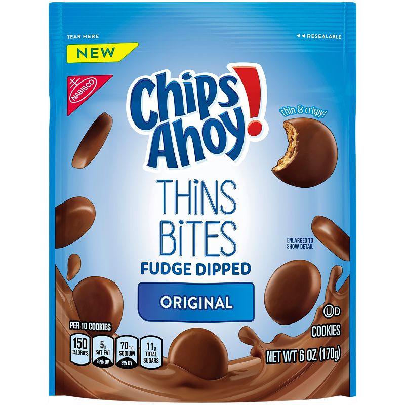 Chips Ahoy! Thins Bites Fudge Dipped Original Cookies - 6oz