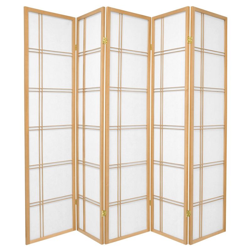 6 ft. Tall Double Cross Shoji Screen - Natural (5 Panels)