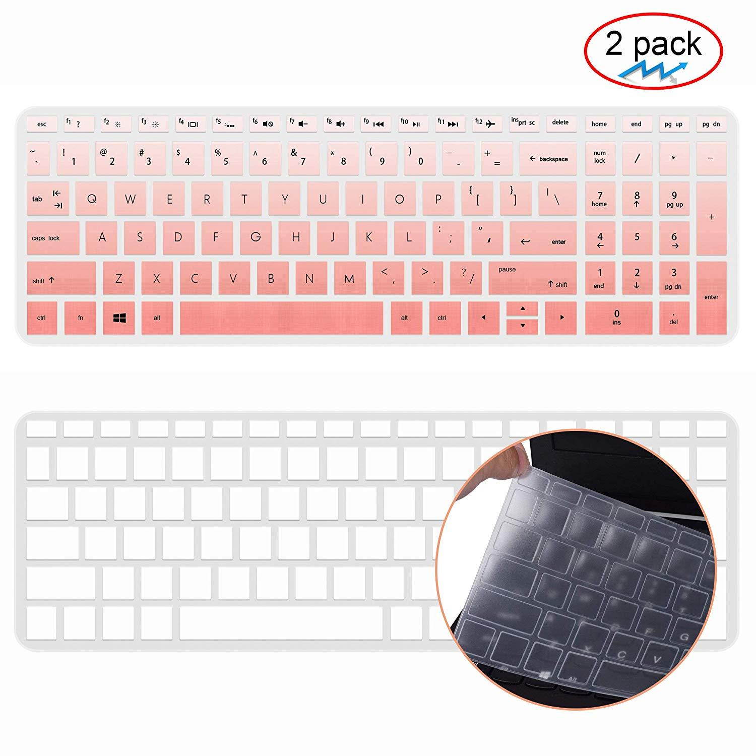 [2Pack] Keyboard Cover Skin for 15.6 HP Pavilion X360 15-BR075NR 15M-BP012DX BP011DX BP111DX BP112DX 15M-BQ021DX BQ121DX, 15-BS020NR 15-BS020WM 15-BS013DX 15-BW011DX, HP Envy 17M (gradualpink)