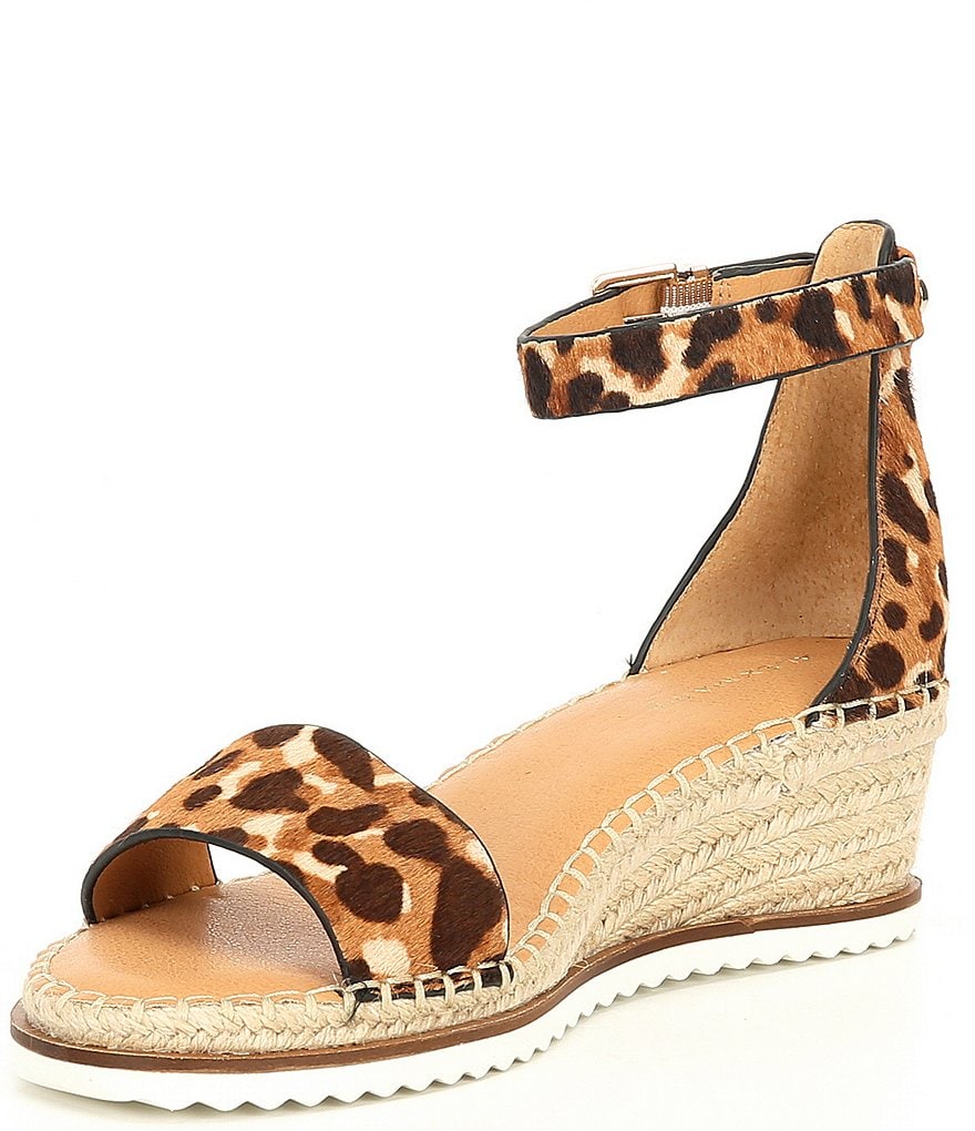 Alex Marie Calexa Leopard Haircalf Espadrille Wedge Sandals