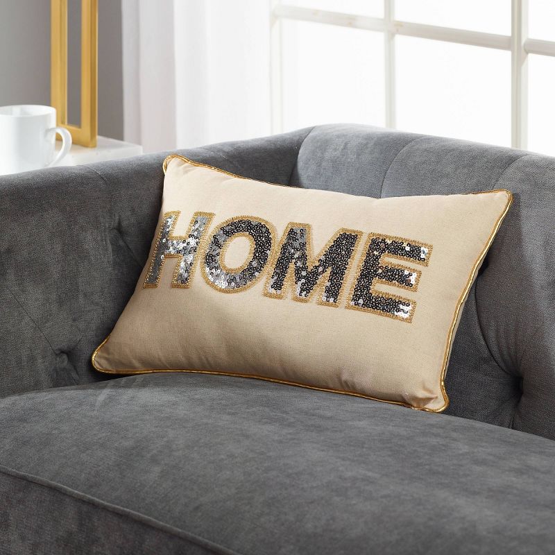 12"x20" Sparkle Lumbar Throw Pillow Khaki - Sure Fit