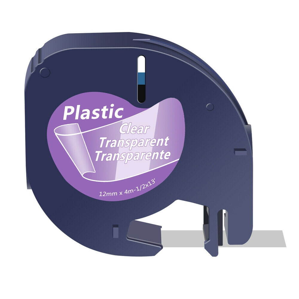 4 PK Label Tape Black on Clear 12mm for Dymo 16952 LetraTag Plastic Plus LT100H