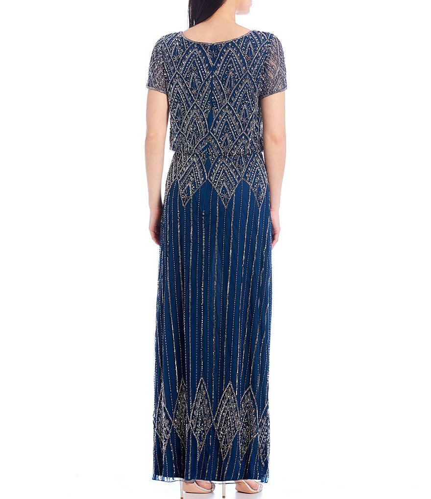Pisarro Nights V Neck Beaded Blouson Gown