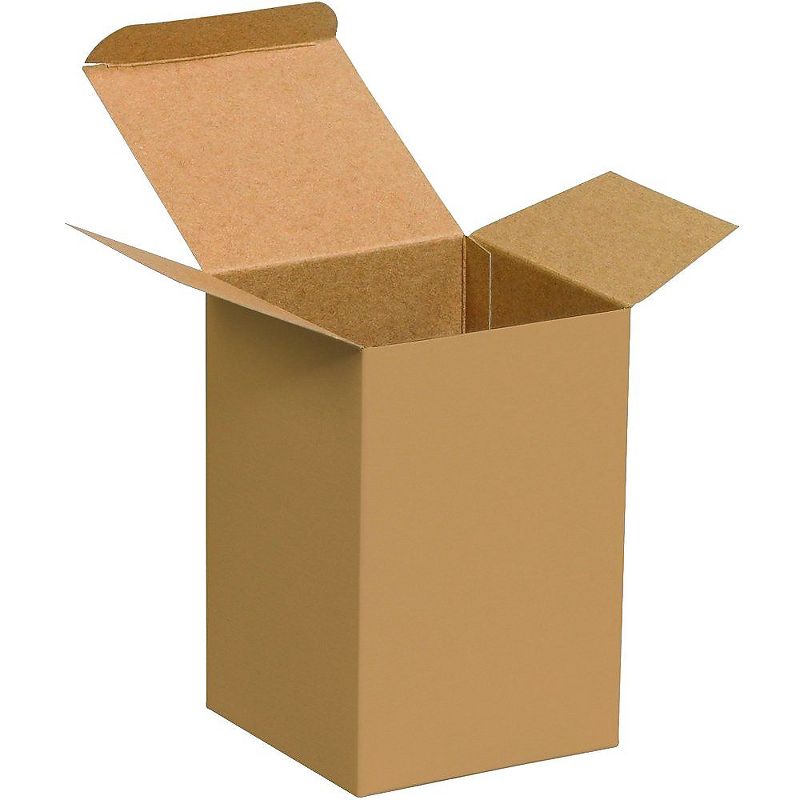 The Packaging Wholesalers 3 1/2 x 1 1/4 x 3 1/2" Kraft Reverse Tuck Folding Carton (500/case)