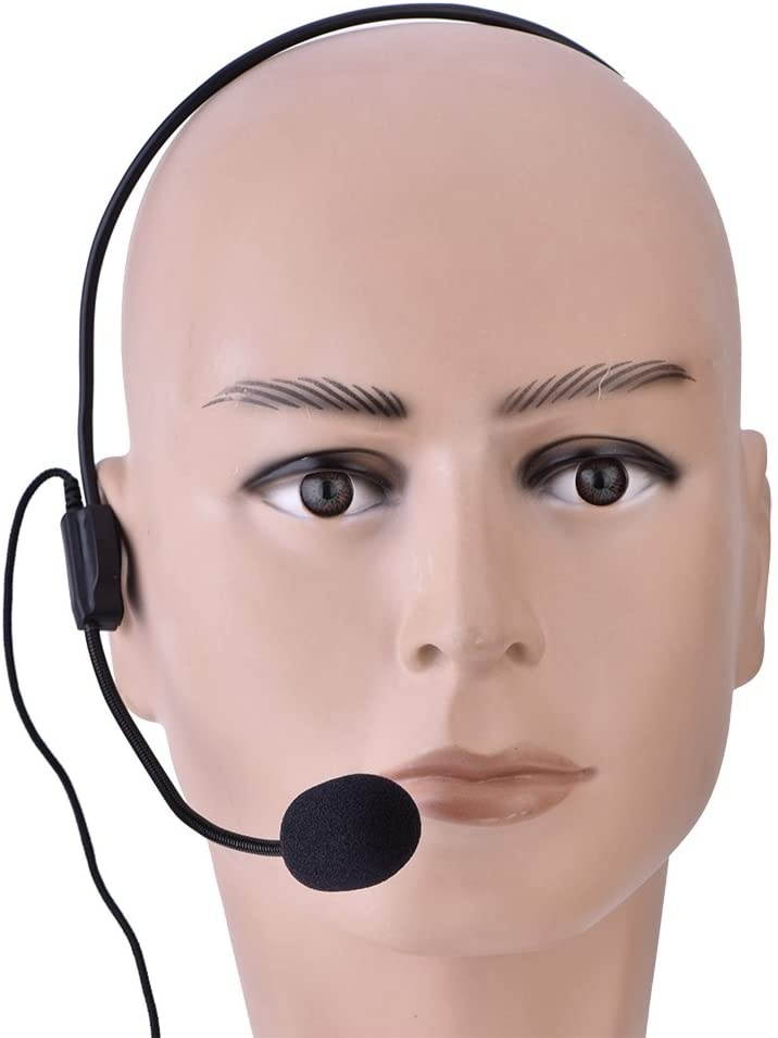 Mini 3.5mm Head-Mounted Wired Microphone Condenser MIC for Voice Amplifier Speaker Compatible with iPhone, IPad, Android & Windows Smartphones and Tablet