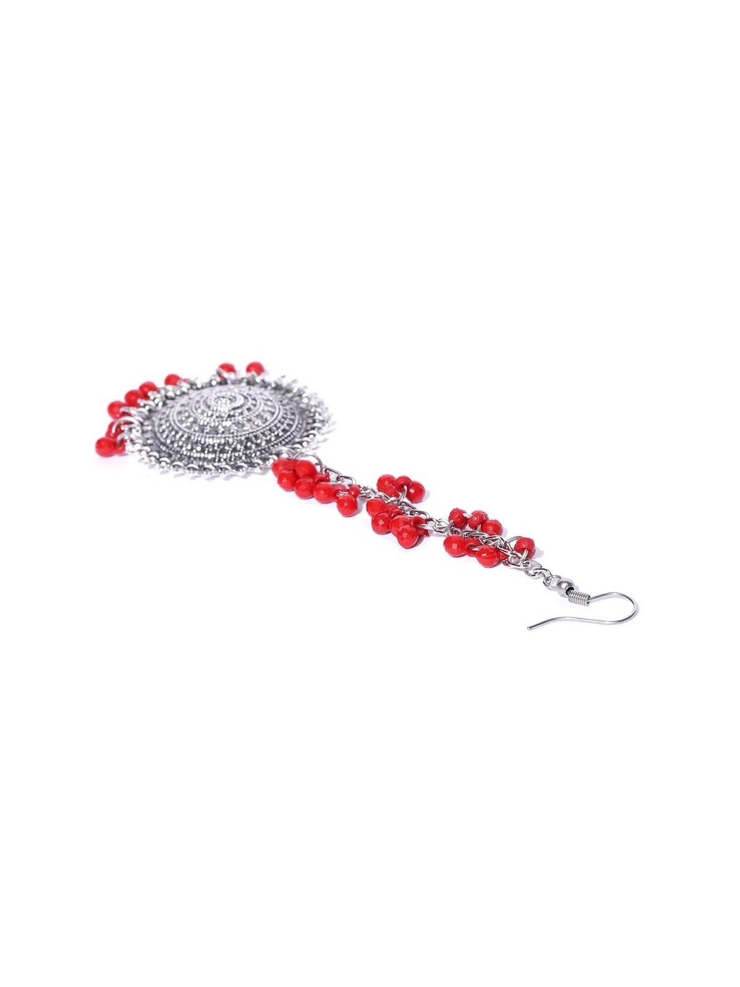 YouBella Stylish Latest Design Red Jhumki Earring & Maangtikka Sets