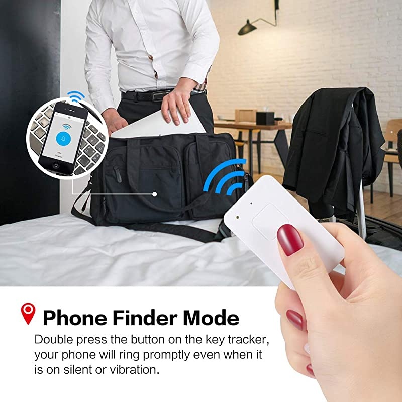 Finder Bluetooth Smart Tracker Locator GPS Anti-Lost Cell Phone Finder APP Control iOS Android Compatible with Chain Replaceable Battery for Wallet Pet Luggage Bag
