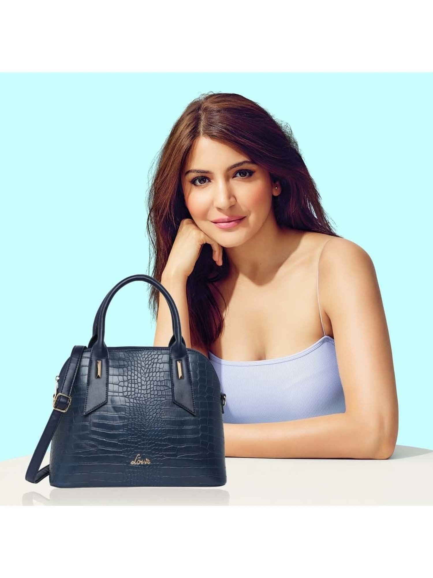 Lavie Navy Textured Large Handbag