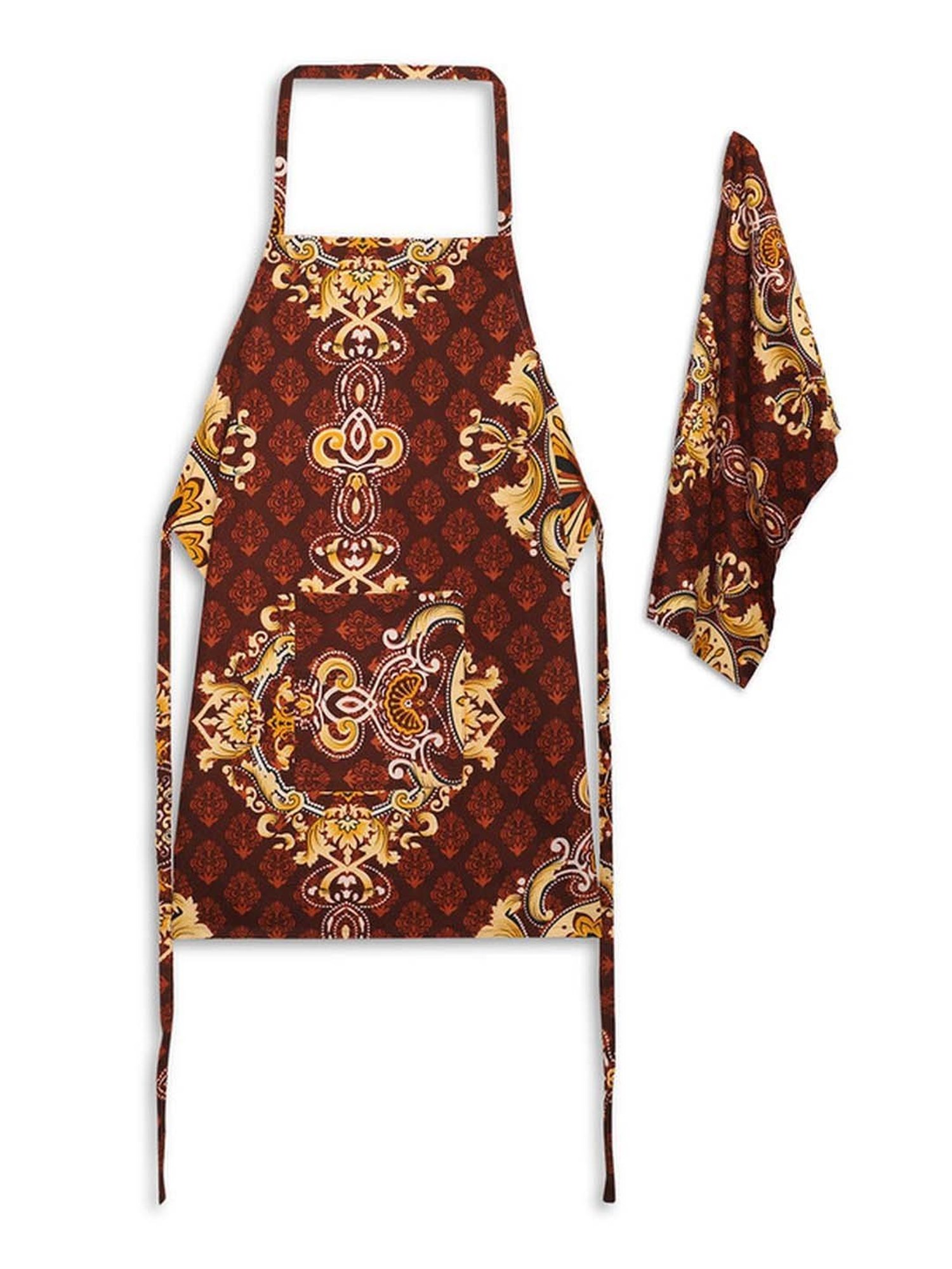 Ariana Yellow & White Cotton Kitchen Apron with Pocket