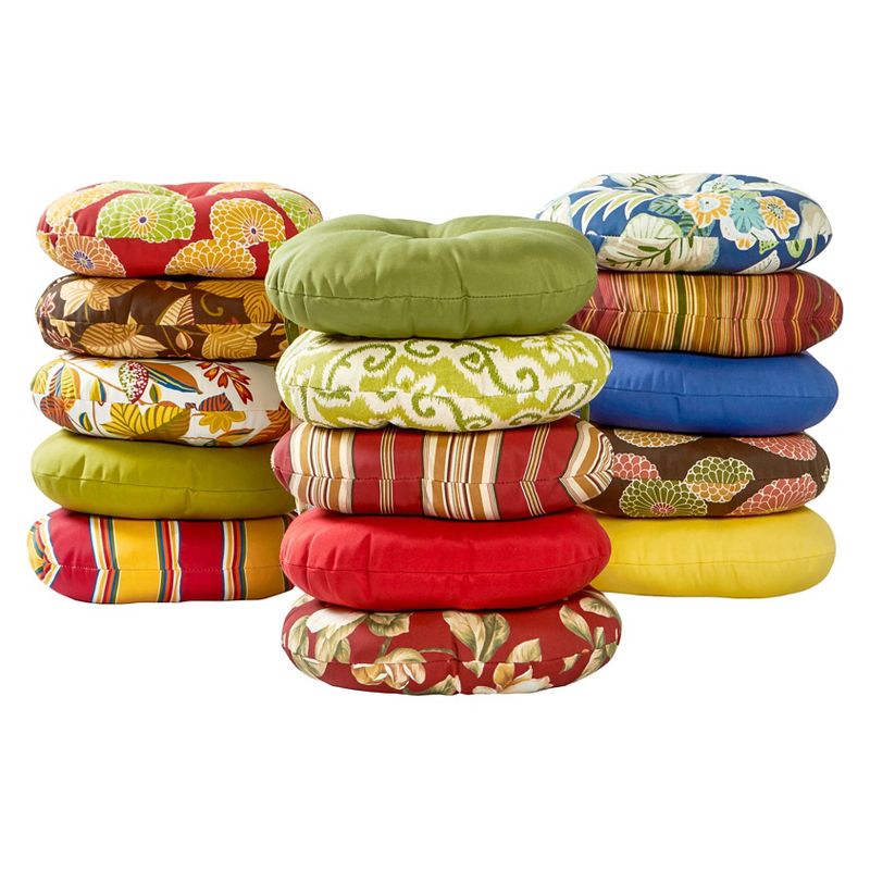 Set of Two 15" Outdoor Bistro Chair Cushions Shoreham Ikat - Kensington Garden