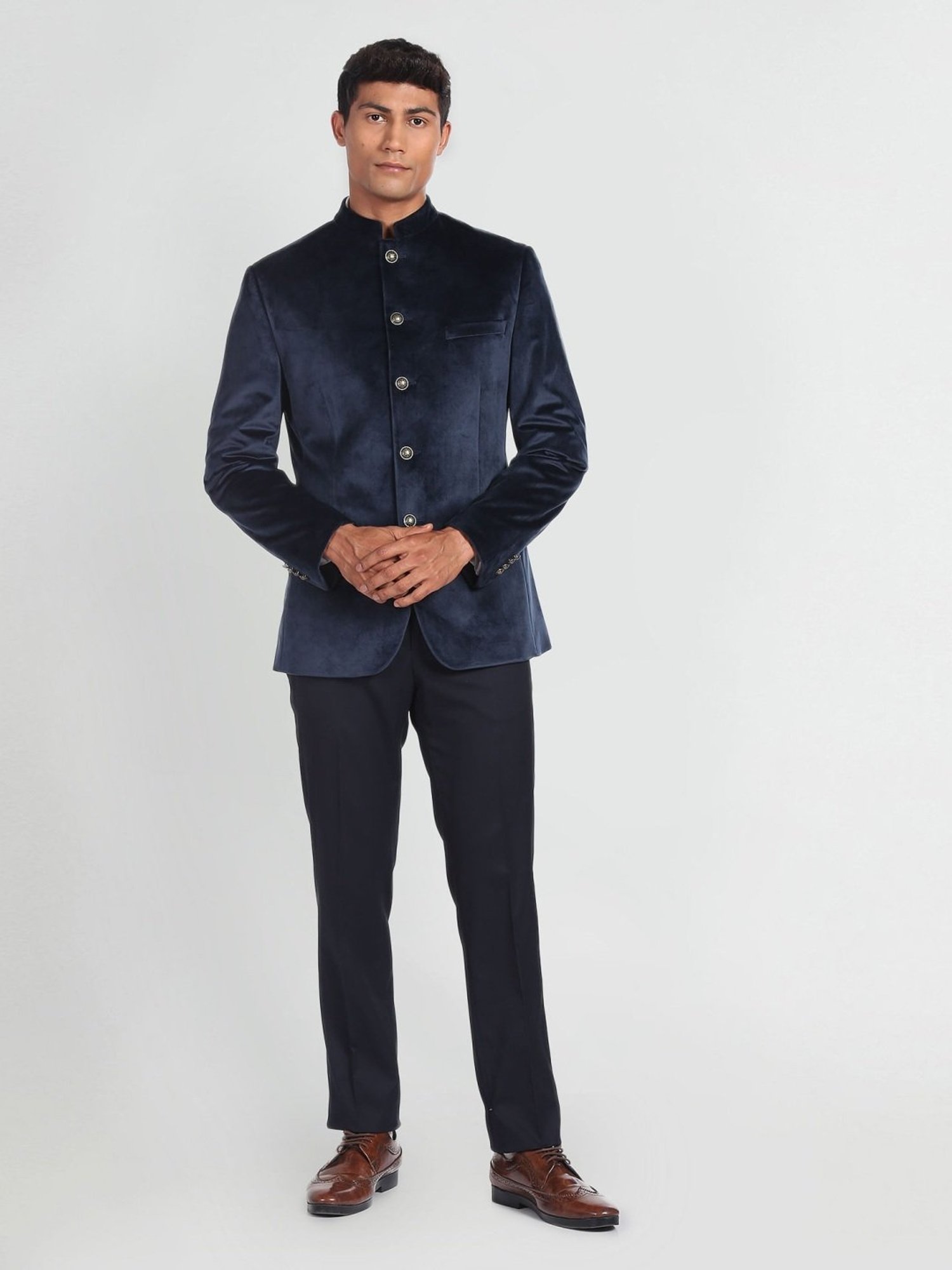 Raymond Brown  Slim Fit Printed Three Piece Suit