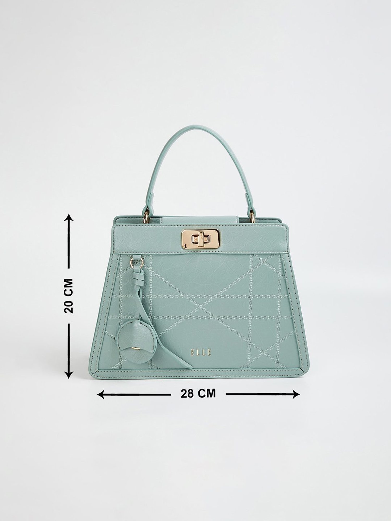 Elle Teal Textured Satchel Handbag