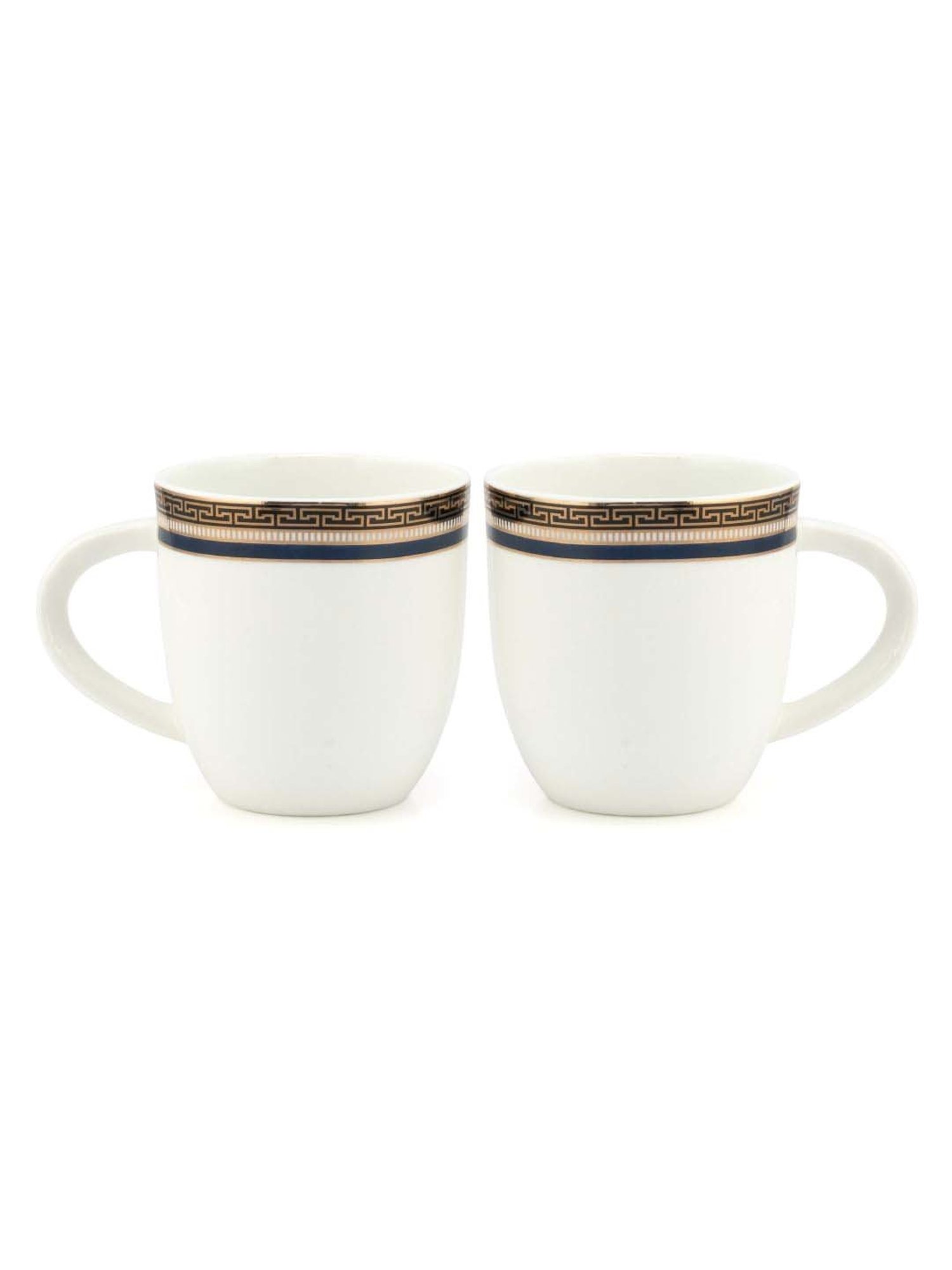 JCPL White & Blue Ceramic Coffee Mug (0.18 L) - Set of 6