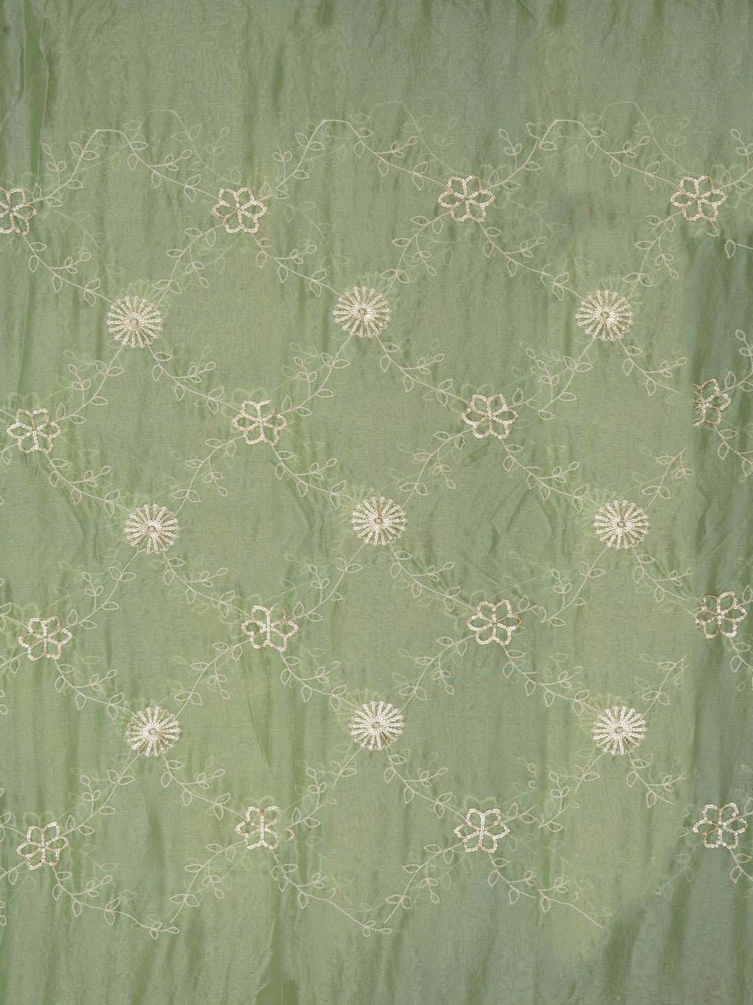 Jaipur Kurti White & Green Embellished Unstitched Dress Material