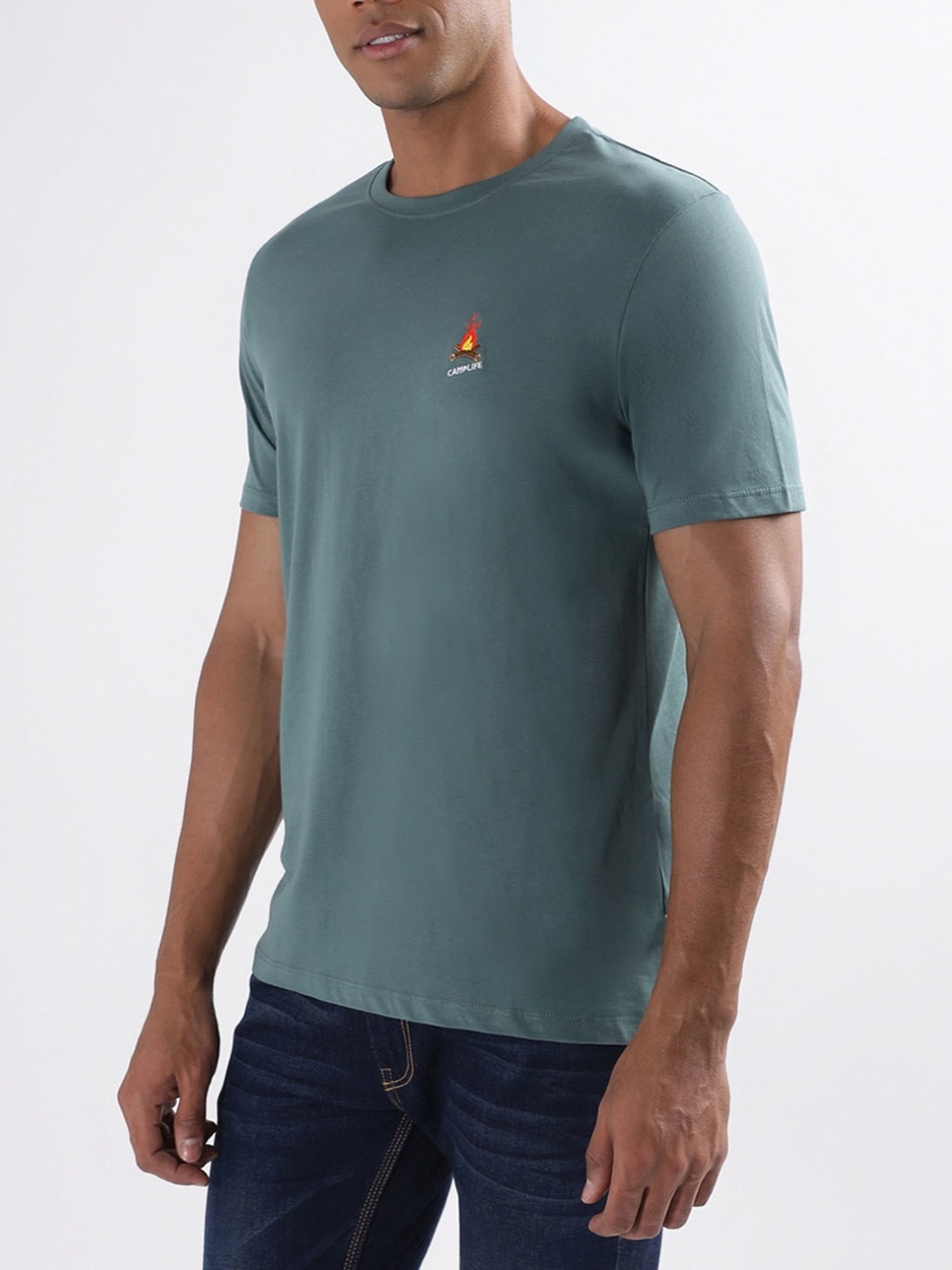 Lindbergh Green Cotton Regular Fit T-Shirt
